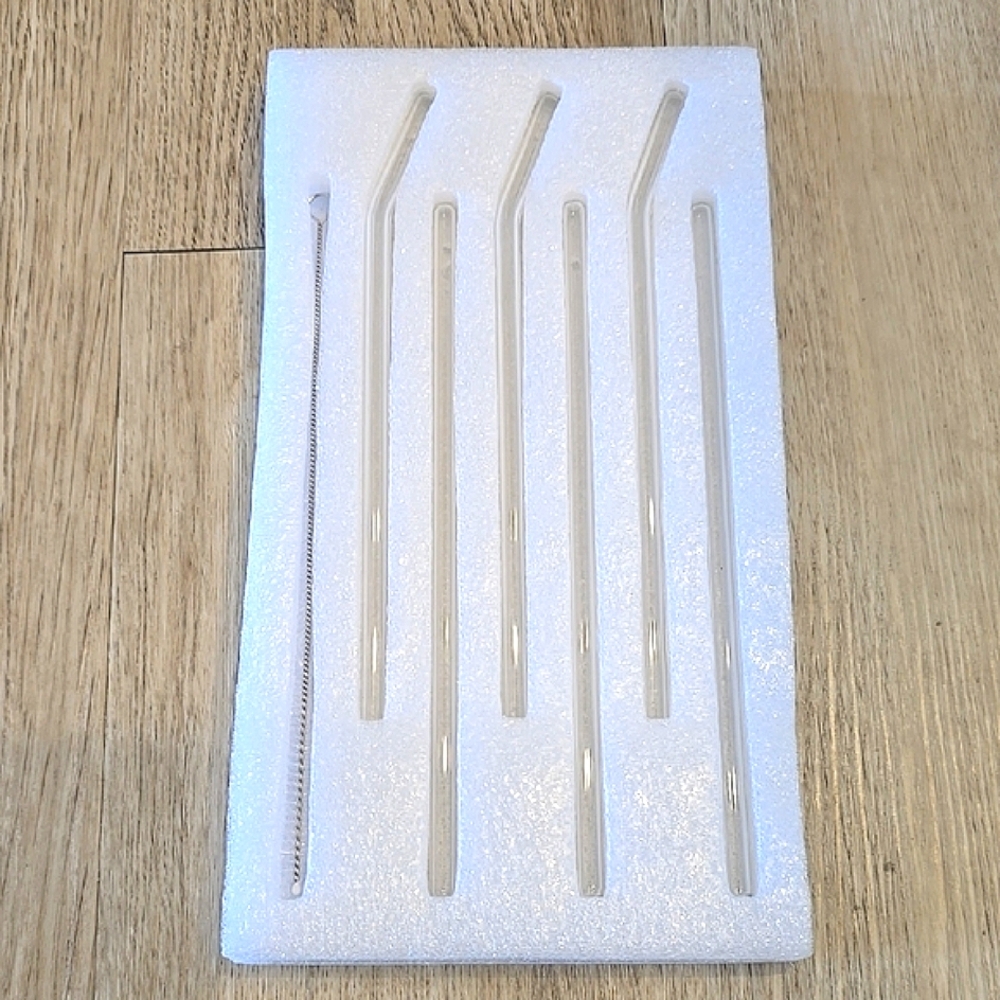 Clear Glass Straw Set with Cleaning Brush